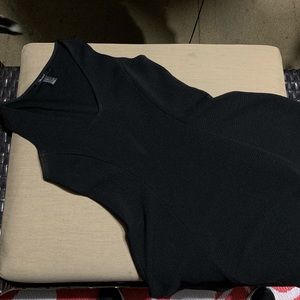 Black v neck structured a line dress